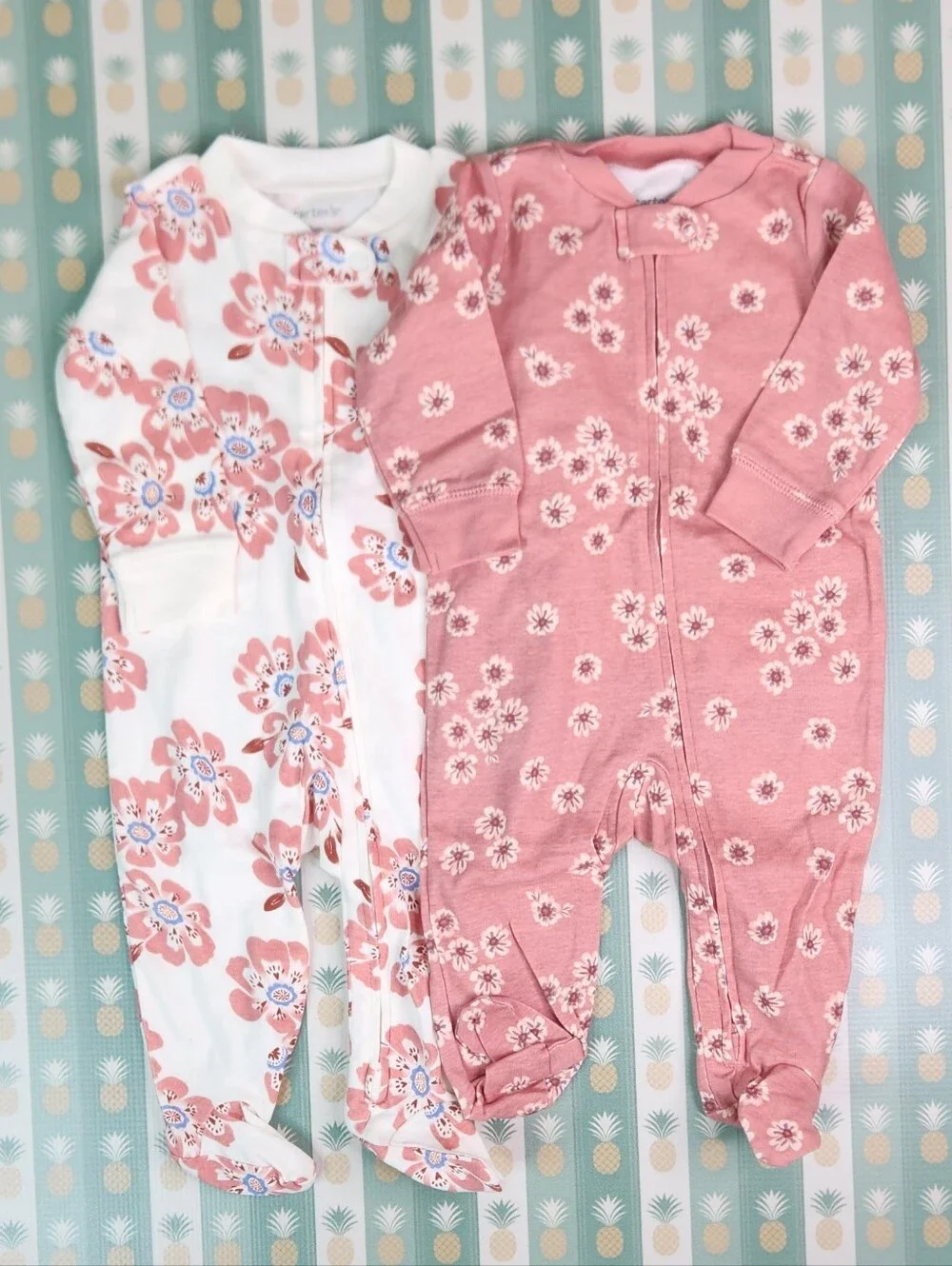 Carter's Baby Girls' Floral Footed One-Piece Sleepers - Pink Floral